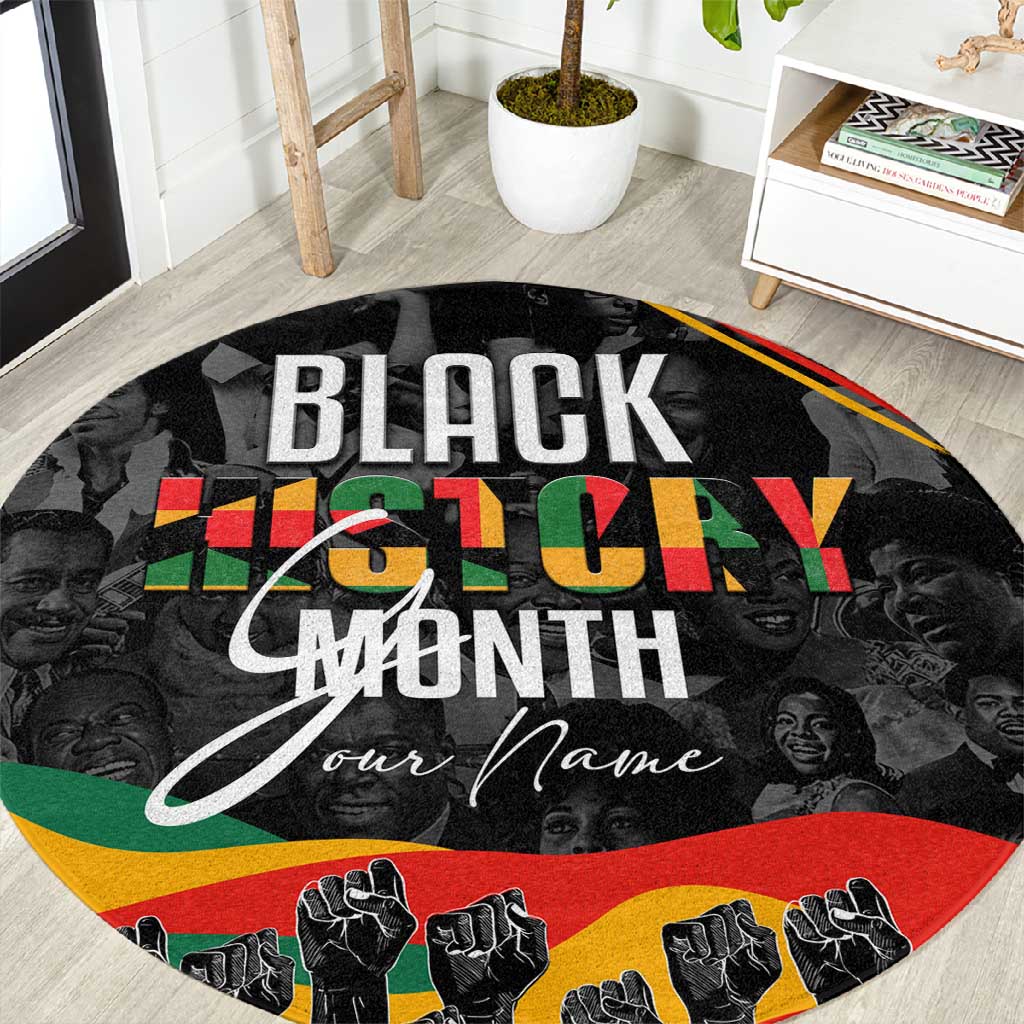 Personalized Black History Month Round Carpet with African American Heroes