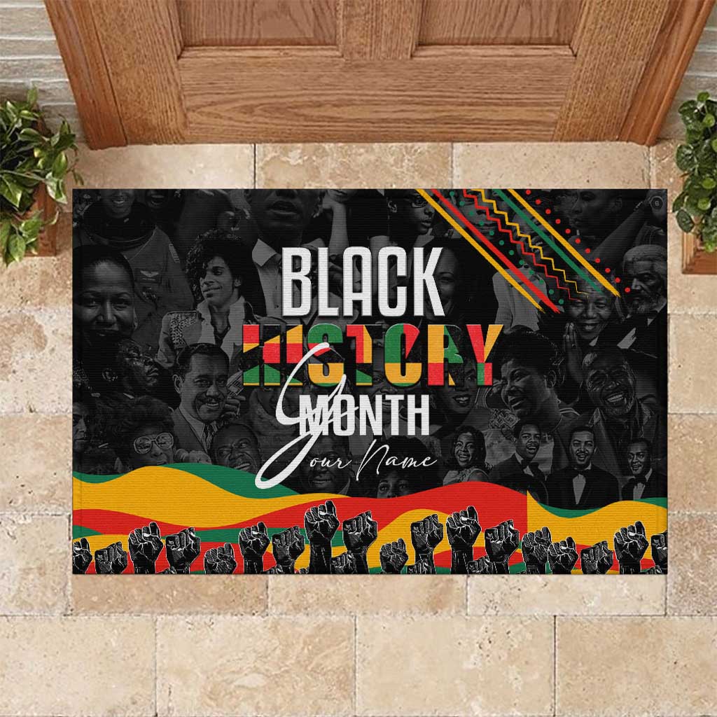 Personalized Black History Month Rubber Doormat with African American Heroes