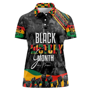 Personalized Black History Month Women Polo Shirt with African American Heroes