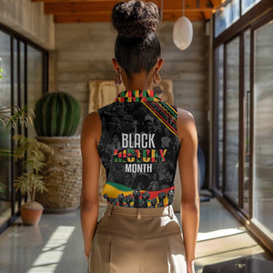 Personalized Black History Month Women Sleeveless Polo Shirt with African American Heroes