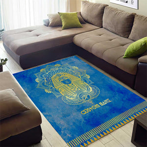 Personalized Egyptian Pharaoh Area Rug with Mandala and Eye of Horus in Blue