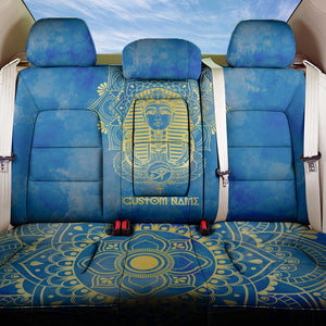 Personalized Egyptian Pharaoh Back Car Seat Cover with Mandala and Eye of Horus in Blue