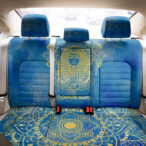 Personalized Egyptian Pharaoh Back Car Seat Cover with Mandala and Eye of Horus in Blue