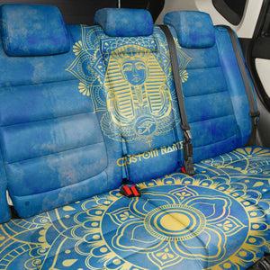 Personalized Egyptian Pharaoh Back Car Seat Cover with Mandala and Eye of Horus in Blue