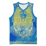 Personalized Egyptian Pharaoh Basketball Jersey with Mandala and Eye of Horus in Blue DT02