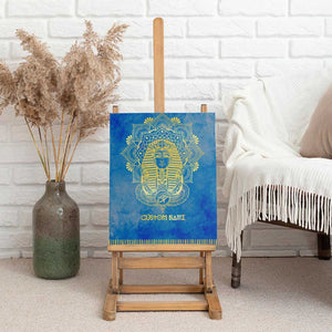 Personalized Egyptian Pharaoh Canvas Wall Art with Mandala and Eye of Horus in Blue