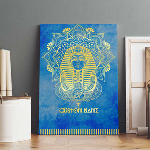 Personalized Egyptian Pharaoh Canvas Wall Art with Mandala and Eye of Horus in Blue