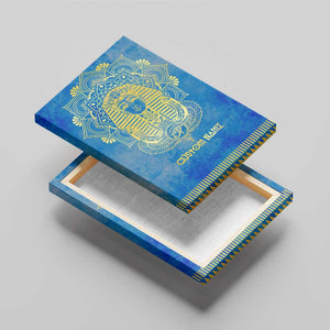 Personalized Egyptian Pharaoh Canvas Wall Art with Mandala and Eye of Horus in Blue