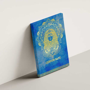 Personalized Egyptian Pharaoh Canvas Wall Art with Mandala and Eye of Horus in Blue