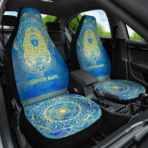 Personalized Egyptian Pharaoh Car Seat Cover with Mandala and Eye of Horus in Blue