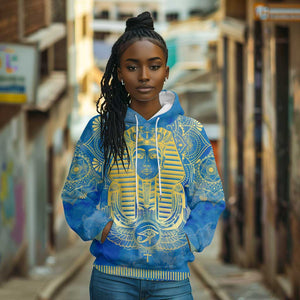 Personalized Egyptian Pharaoh Hoodie with Mandala and Eye of Horus in Blue