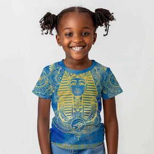 Personalized Egyptian Pharaoh Kid T shirt with Mandala and Eye of Horus in Blue