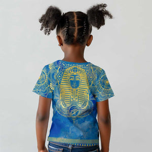 Personalized Egyptian Pharaoh Kid T shirt with Mandala and Eye of Horus in Blue