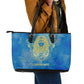 Personalized Egyptian Pharaoh Leather Tote Bag with Mandala and Eye of Horus in Blue