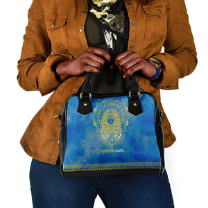 Personalized Egyptian Pharaoh Shoulder Handbag with Mandala and Eye of Horus in Blue