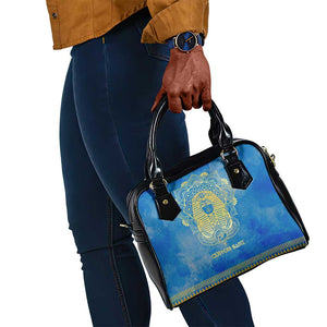 Personalized Egyptian Pharaoh Shoulder Handbag with Mandala and Eye of Horus in Blue