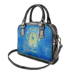 Personalized Egyptian Pharaoh Shoulder Handbag with Mandala and Eye of Horus in Blue