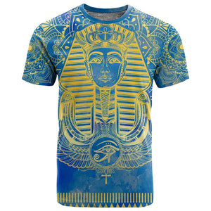 Personalized Egyptian Pharaoh T shirt with Mandala and Eye of Horus in Blue