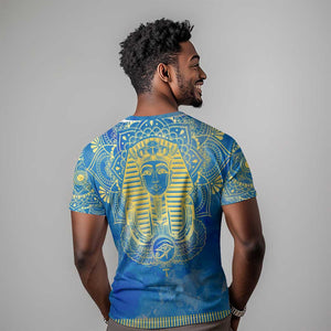 Personalized Egyptian Pharaoh T shirt with Mandala and Eye of Horus in Blue