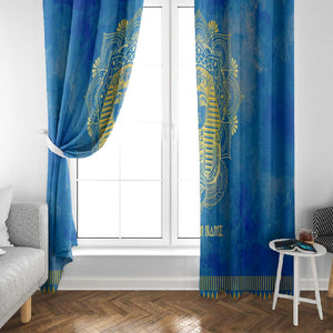 Personalized Egyptian Pharaoh Window Curtain with Mandala and Eye of Horus in Blue