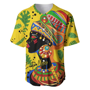 Personalized African Woman Baseball Jersey Tropical Style