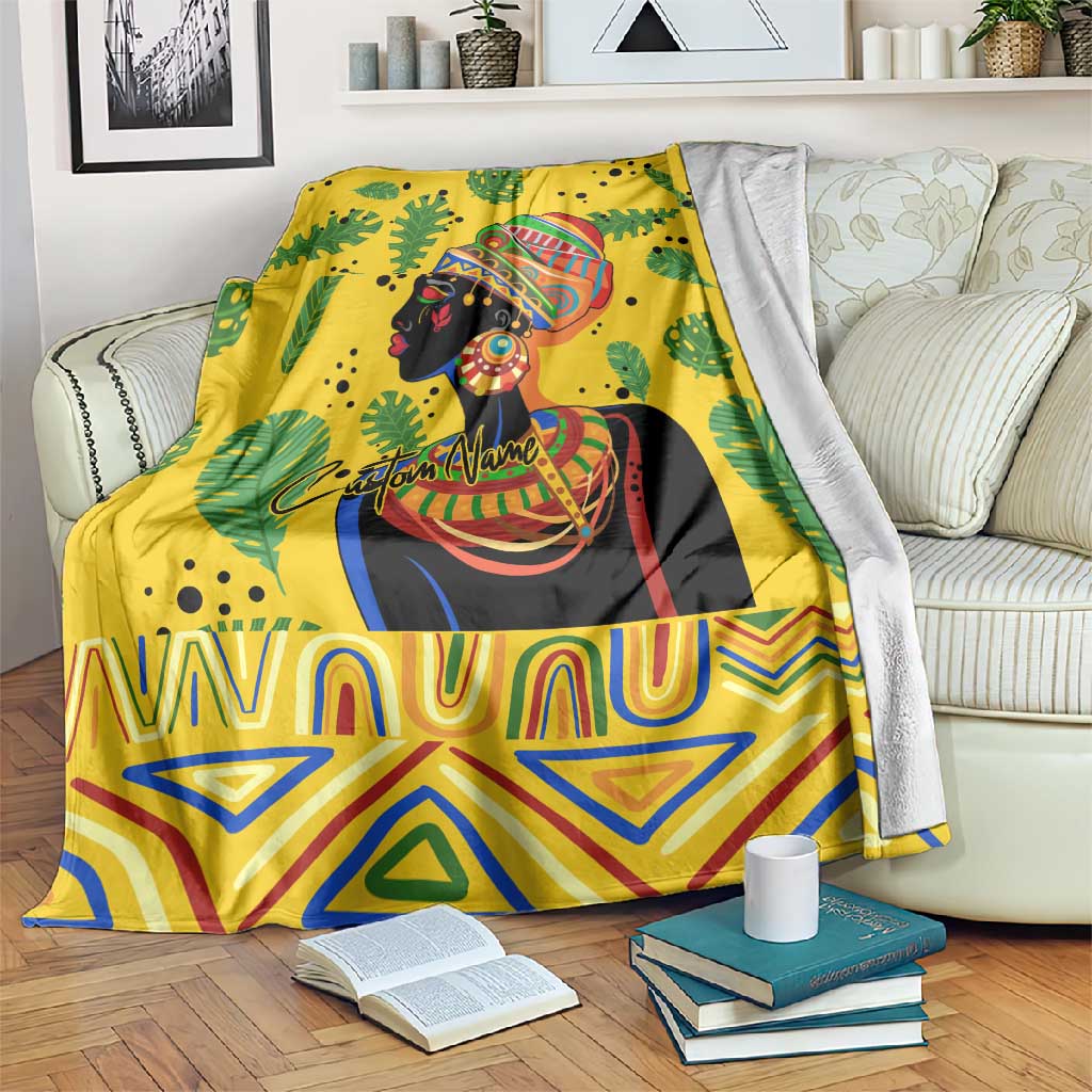 Personalized African Woman Blanket Tropical Style