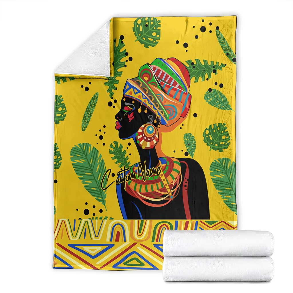 Personalized African Woman Blanket Tropical Style