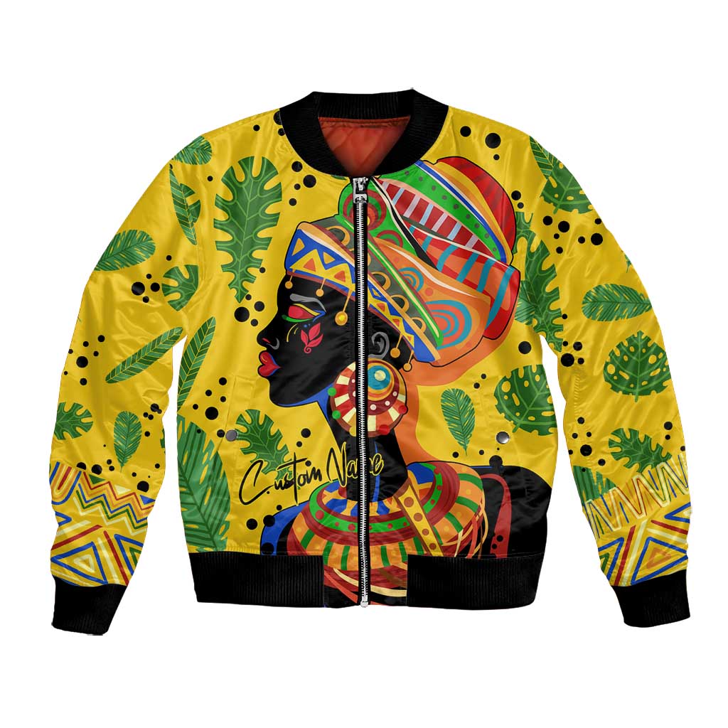 Personalized African Woman Bomber Jacket Tropical Style