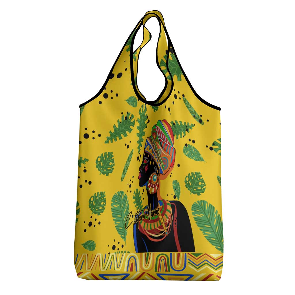 Personalized African Woman Grocery Bag Tropical Style