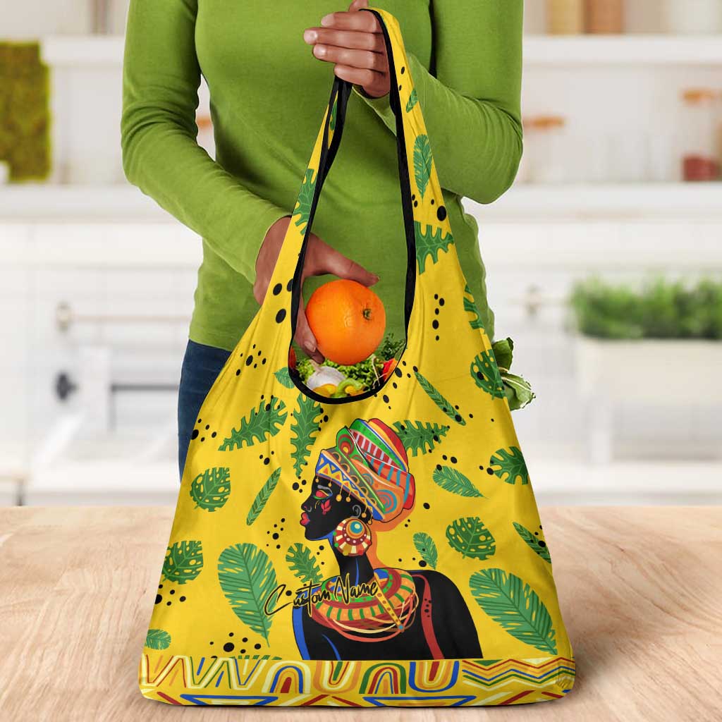 Personalized African Woman Grocery Bag Tropical Style