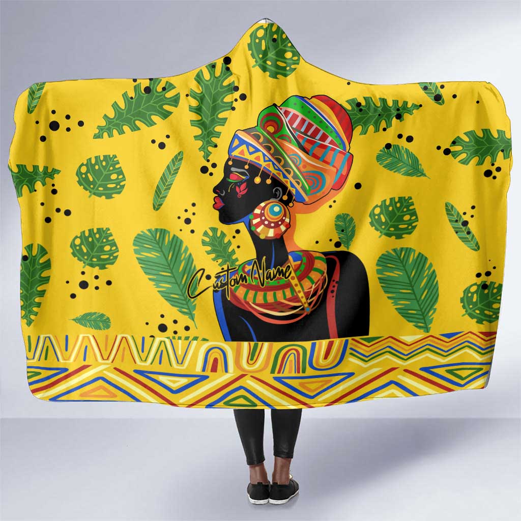 Personalized African Woman Hooded Blanket Tropical Style