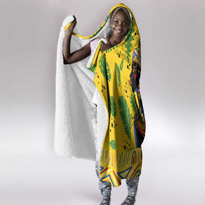 Personalized African Woman Hooded Blanket Tropical Style