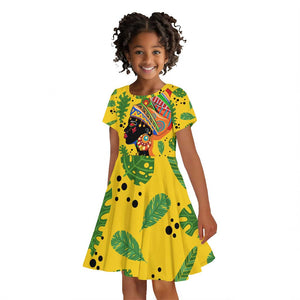 Personalized African Woman Kid Short Sleeve Dress Tropical Style