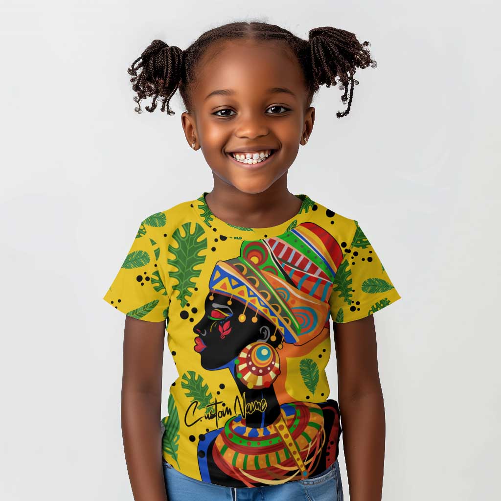 Personalized African Woman Kid T shirt Tropical Style