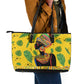 Personalized African Woman Leather Tote Bag Tropical Style