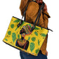 Personalized African Woman Leather Tote Bag Tropical Style