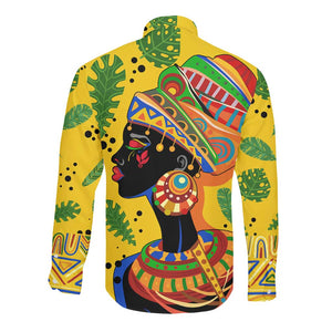 Personalized African Woman Long Sleeve Button Shirt Tropical Style