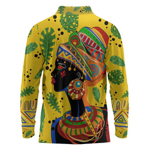 Personalized African Woman Long Sleeve Polo Shirt Tropical Style