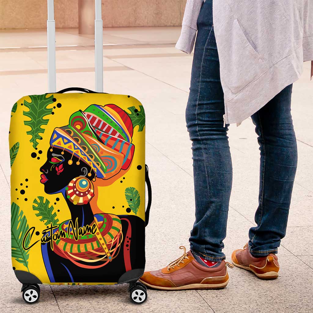 Personalized African Woman Luggage Cover Tropical Style