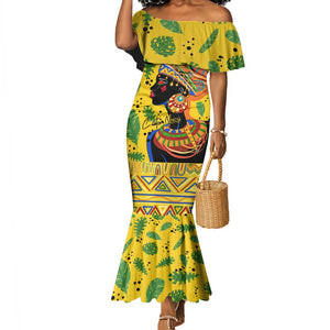 Personalized African Woman Mermaid Dress Tropical Style