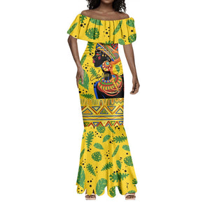 Personalized African Woman Mermaid Dress Tropical Style