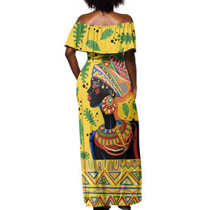 Personalized African Woman Off Shoulder Maxi Dress Tropical Style