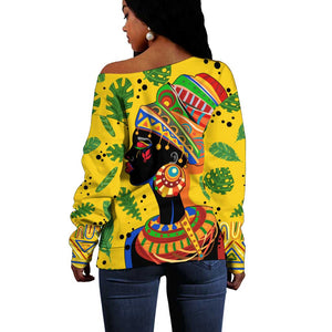 Personalized African Woman Off Shoulder Sweater Tropical Style