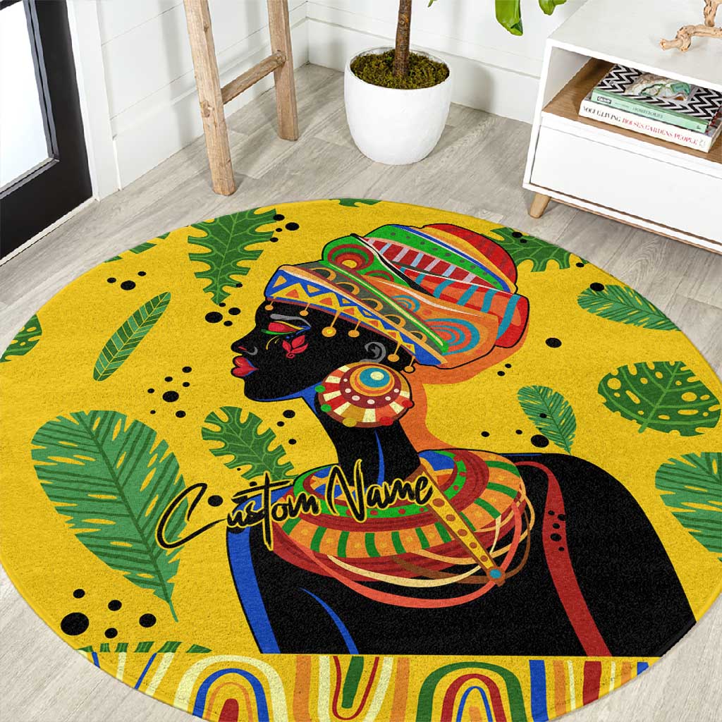 Personalized African Woman Round Carpet Tropical Style