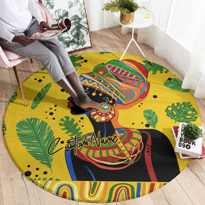 Personalized African Woman Round Carpet Tropical Style