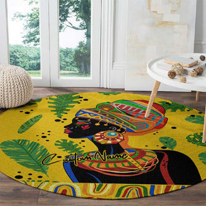 Personalized African Woman Round Carpet Tropical Style