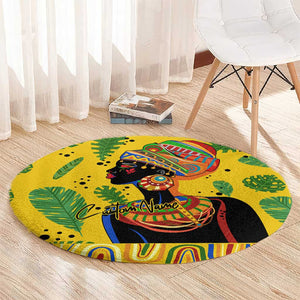 Personalized African Woman Round Carpet Tropical Style