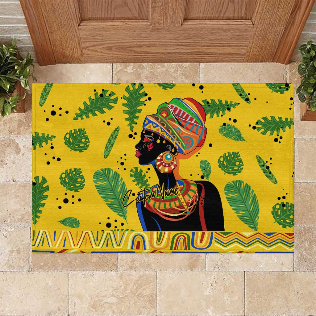 Personalized African Woman Rubber Doormat Tropical Style