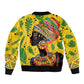 Personalized African Woman Sleeve Zip Bomber Jacket Tropical Style