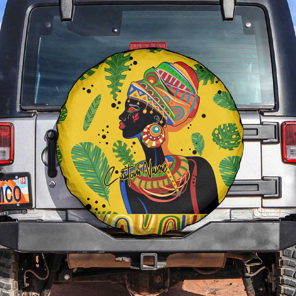 Personalized African Woman Spare Tire Cover Tropical Style